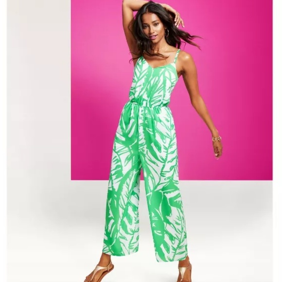 Lilly Pulitzer Target Boom Jumpsuit V Neck Palm - Picture 1 of 4